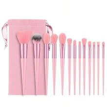 13pcs/1set Makeup Brush Set, Including Eyeshadow, Eyebrow, Foundation, Powder, Blush, Concealer, Highlighter, Made Of Ultra-Soft Synthetic Fiber, Suitable For Daily Facial Makeup, Makeup, Home Storage, Vanity, Travel, Bedroom Use - Pink - View 12