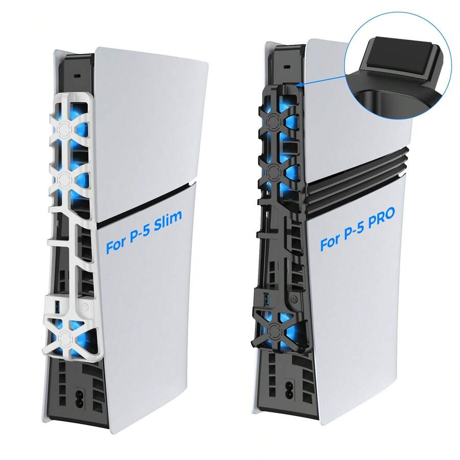Cooling Stand For P5 Slim/PRO Console, 3 Fans + LED Light + USB 3.0, With Foam Adapter, Easy Installation, ABS Black + White Optional, Designed For Players Concerned About Overheating (Compatible With Slim/PRO Models Only) - View 1