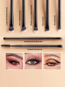 ronshadow 10pcs Dual-Ended Makeup Brush Set, Multi-Purpose, Fine Soft Bristles, No Powder Absorption, One Set For Face And Eye Makeup - Multicolor - View 8