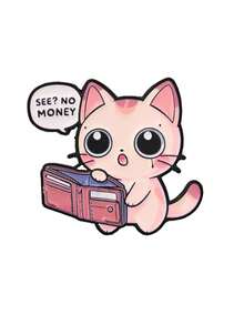 1 Pc Cute Cat Empty‑Wallet Enamel Pin, Funny Slogan Kitty Brooch, Novelty Badge For Backpack Jacket Clothes Decor Accessories - Multicolor - View 11