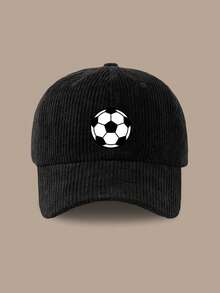 1 chiếc mũ lưỡi trai bóng chày nam nhung kẻ sọc vintage, in chữ "Football", có thể điều chỉnh, mũ streetwear cho mùa đông và mùa xuân - Nhiều màu - Xem 9