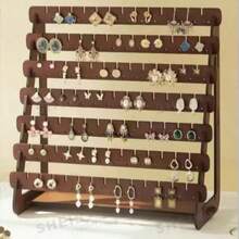 Wooden Walnut Color Minimalist Fashion Multi-Layer Earring Storage Rack, Jewelry Store Earring Display Stand, Jewelry Storage Rack - Multi-layer Earring Storage Rack - View 3