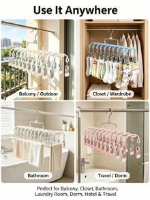 Double-Layer Clip Hanger Anti Slip Space Saving Made Of High-Quality Metal Multipurpose Pants Rack Suitable For Drying Items Like Underwear Socks Multifunctional Drying Rack And Wardrobe Organizer Accessory Ideal For Homes Bedrooms And Balconies - Multicolor - View 6