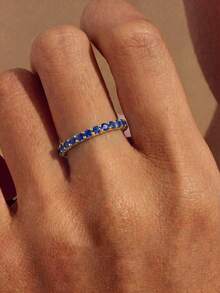 1pc Zirconia Sparkling Ring, Women's Classic Transparent Shiny Ring, Vintage Style, Can Be Used As Finger Accessory Or Gift - Ring - View 10