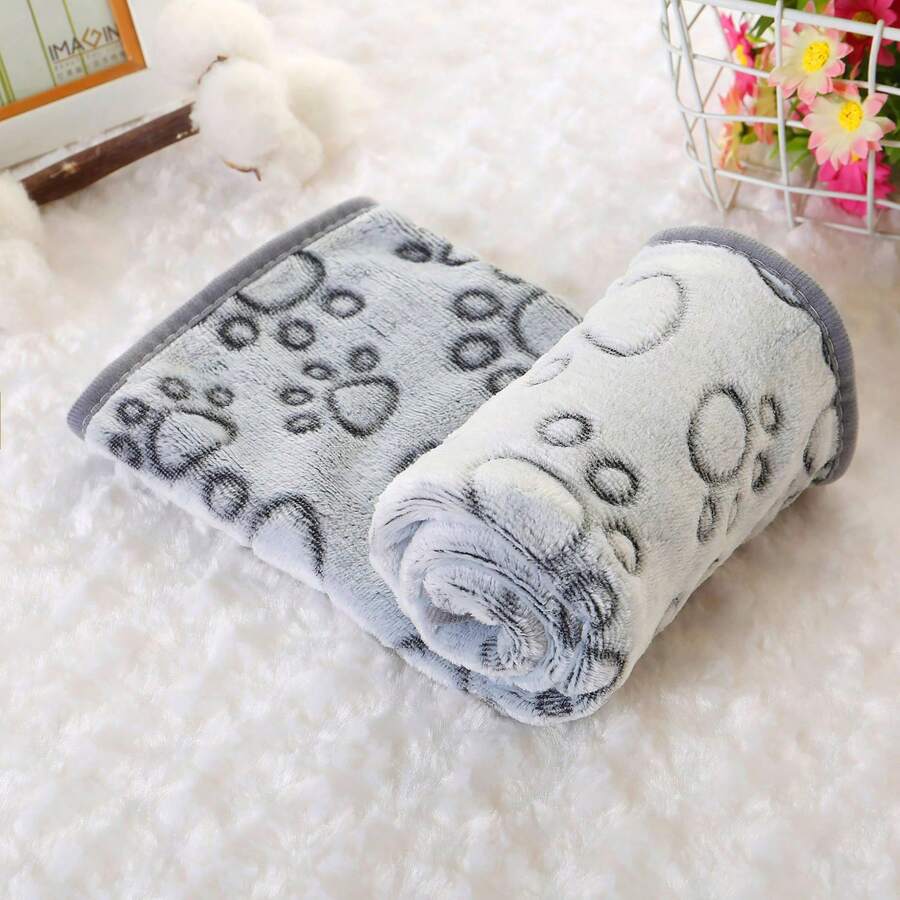 1pc Paw Print Square Pet Blanket, Lightweight And Comfortable, Suitable For Small/Medium/Large Pets, All Seasons - S(40-60cm) - View 1