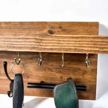 12 Inch Wooden Key Rack With Mail & Sunglass Holder, Room Decor, Bedroom Decor For Bedroom Kitchen Bathroom, Wall‑Mounted Entryway Organizer With Multiple Hooks, Versatile Home Deccor For Wall Storage Decoration - View 9