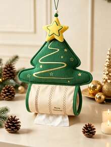 1pc/10pcsChristmas‑Themed Atmosphere Christmas Tree Draw‑Style Tissue Box Cover, Hanging Ornament For Bedroom Sofa Living Room, Christmas Gift For Friends - Multicolor - View 6