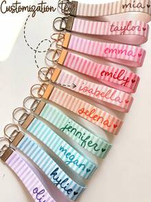 1pc Customized Heat-Stamped Hair Accessory Keychain, Personalized Name Keychain, Customized Name Keychain, Women's Fashion Heart Name Customized Exquisite Keychain, Customized Name Keychain, Unique Bridal Party Bridesmaid Gift Customized Bridesmaid Accessory Decoration, Mother's Day Gift, Women's Clothing Accessory Gift For Her - Multicolor - View 1