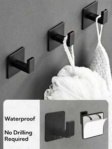 1pc Self-Adhesive Bathroom Towel Hook, Wall-Mounted Bathrobe Rack, No Drilling Required, Home Bathroom Decor Storage, Summer Style - Multicolor - View 7