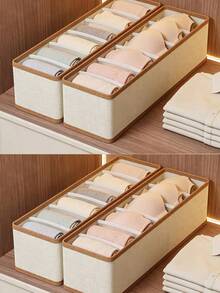 6pcs/1pc Multi-Piece Bra Divider Storage Box, Belt Divider Storage Basket, Closet Organizer, Foldable, Stackable, Space-Saving, Suitable For Home, Wardrobe, Classification Divider Storage Organizer - Beige, Halloween, Christmas New Year Gift, Large Capacity, Portable, Socks Underwear Storage, Home Essential, Car Interior Accessory. - View 8