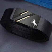 Double Bar Horse Pattern Men's Belt, Luxury Brand Ratchet Belt For Suits, Ideal Gift Choice - Pommel Horse - View 10