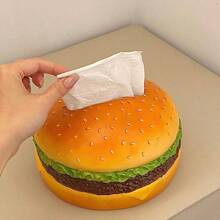 Hamburger Tissue Box, Creative Tissue Box, Living Room Tissue Box, Home Tissue Box, Fun Decor, Bathroom Decor, Bathroom Storage, Autumn Decor, Back To School, Bathroom Accessories, Squishy, Stocking Fillers, Personalized Gift, Travel Essential, Kitchen Organizer Storage, Birthday Decorations, Christmas - Multicolor - View 2