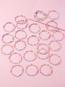 12Pcs Kids Glow‑In‑The‑Dark Letter Beaded Bracelet Set, Random Color, Meaningful Colorful Letter Jewelry, Perfect Birthday Gift For Children Girls - Multicolor - View 9