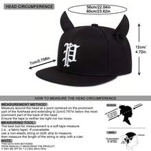 1pc Men Letter Embroidered Horn Decor Adjustable Fashion Hip Hop Cap For Spring And Autumn - Black - View 2
