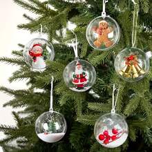 6/12/24pcs Large Clear Plastic Fillable Decorative Balls, Suitable For Wedding, Christmas Decoration, Clear DIY Ball Shells, Can Be Filled With Wedding Gifts, Confetti, Used For Home And Christmas Tree Decoration - A - View 7