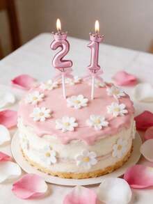 Bright Pink Crown Pattern Birthday Candle, Suitable For Birthdays, Anniversaries And Various Celebrations, Decorated With Glitter And Bow Details - Multicolor - View 10