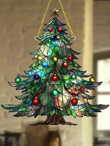1pc Acrylic Christmas Tree Suncatcher - Holiday Themed Window Hanging Decor And Wall Art, Suitable For Kitchen, Bedroom And Outdoor Space Decoration - Christmas Tree - View 3