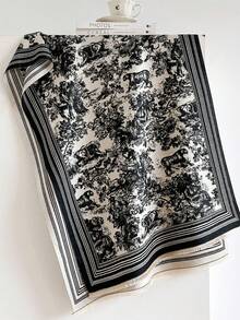 1pc Jungle Animal Scene Jacquard Thick Scarf 65*190cm, Polyester Wool Blend, Fall Winter Shawl For Travel Party Outing, Wear As Scarf Shawl Head Wrap - Multicolor - View 13
