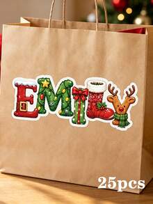 1-100pcs Stiker Natal Kustomisasi Personal, Stiker Huruf Nama Kustom, Label Huruf Liburan, Dekorasi Pembungkus Kado DIY, Dekorasi Scrapbook, Perlengkapan Dekorasi Pesta, Label Pembungkus Kado, Aksesoris Kerajinan Liburan - MultiWarna - View 20