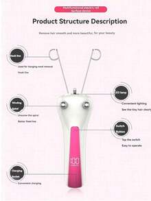 AXH New Women's Electric Facial Hair Remover, USB Rechargeable Beauty Epilator, Suitable For Full Body Hair Removal - Purple - View 3