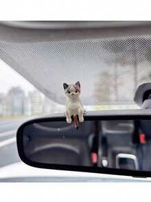 4pcs Resin Sleeping Cat Car Center Console Screen Small Ornaments, Suitable For Car Center Console Display Decoration Ornaments, Car Rearview Mirror Ornaments - Kitten - View 2