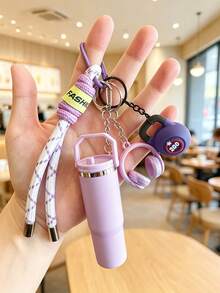 1pc Highly Attractive Mini Water Cup Keychain, Braided Rope Key Ring Hand Strap Pendant, Anti-Lost Car Key Chain, Delicate Girl-Style Earphone Decoration Charm, Versatile Anti-Lost Key Ring, Multi-Color Premium Accessory, Best Practical Gift For Friends, Suitable For Women's Keychain, Car Keychain, Keychain Making Material, Men's Keychain, Backpack Pendant Keychain, Keychain Charm, Keychain Coin Purse, Bulk Keychain, Keychain Set, Keychain Accessories - Multicolor - View 1