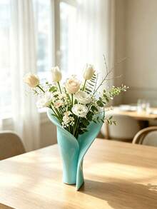 1/2pcs Artistic Shaped Vase Unique Flared Rim Vase Living Room Window Sill Tabletop Decor Stable Base Anti-Tip Suitable For Dried Flowers Artificial Flowers Exquisite Gift Ornament - Hem - View 7