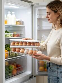 Double Layer Egg Storage Box Space-Saving Double Layer Rolling Egg Storage Container Egg Organizer Rack Kitchen Egg Tray Automatic Rolling Egg Storage Rack Home Storage Kitchen Gadget Home Decor Home Supplies Women Mom Room Decoration - Multicolor - View 3