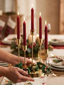 Nordic Style Exquisite Premium Metal Candle Holder, Suitable For Home Decor, Room Decoration, Party And Holiday Decoration, Office Decor, Living Room Accessory, Also Best Gift For Christmas, Halloween, Wedding, New Year Gift With Atmosphere - Affordable Luxury - View 3