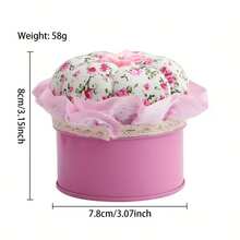 Floral Fabric Pumpkin Pin Cushion With Storage Metal Box, Vintage Floral Sewing Pin Holder, Handmade DIY Sewing Tools, Suitable For Sewing Accessories, Sewing Projects, Handicrafts, Craft Organization And Storage, Arts & Crafts, Storage Box - Floral Tin Box Style - View 9