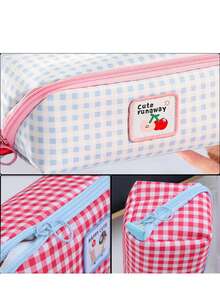 Pencil Case INS Highly Attractive Plaid New Large Capacity Stationery Storage Bag For Students - Single Piece - View 2