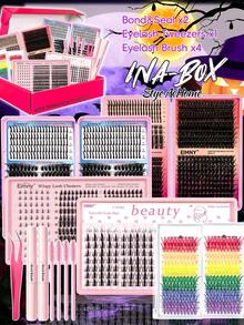 Eimny 1840PCS DIY Lash Extension Kit D Curl Rainbow Color DIY False Eyelashes For Beginners With Bond And Seal Tweezers Brushes Natural Volume Individual Eyelash Extensions Perfect For Daily Party Stage Cosplay Halloween Christmas Easy To Wear At Home - Multicolor - View 3