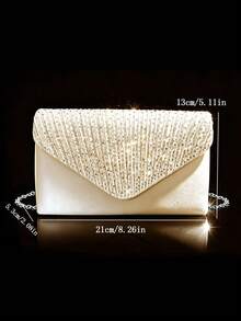 Women's Fashion Luxury Rhinestone Versatile Clutch Bag Evening Bag Formal Bag Party Bag Handbag Chain Shoulder Bag - Apricot - View 5