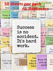 50pcs/Pack Vintage Memo Inspirational English Quote Stickers, Graffiti Decorative Stickers, Suitable For Suitcase, Laptop, Refrigerator, Phone Case, Water Bottle And Any Other Place, Self-Adhesive DIY Stickers - 1 Set - View 1