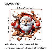 1pc PVC Material Santa Claus Breaking Through Wall Toilet Sticker - Reusable Vinyl Bathroom And Wall Decor Sticker - one-size - View 7