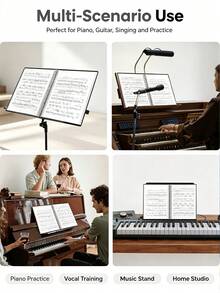 Buku Catatan Manuskrip Musik Kosong, Termasuk Tata Letak Staf untuk Komposisi dan Kertas Manuskrip, Tempat Penyimpanan Partitur Musik, Buku Catatan Partitur Piano untuk Pelajar, Tahan Air dan Dapat Dilipat, Map Tempat Penyimpanan Partitur Piano - A - View 4