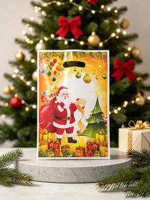 5/10/20 قطعة أكياس هدايا عيد الميلاد/أكياس الحلوى - نمط رقاقات الثلج وتصميم مطبوع "Merry Christmas"، مناسبة لتغليف هدايا العطلات وإمدادات الحفلات - مشاهدة 4