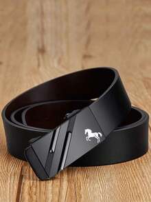 Double Bar Horse Pattern Men's Belt, Luxury Brand Ratchet Belt For Suits, Ideal Gift Choice - Pommel Horse - View 2