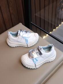 Children's New Autumn Breathable Running Sports Shoes For Girls, Embroidered Chunky Sneakers With Bowknot For Big Kids - Beige - View 3