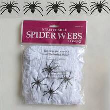 1 Set Soft Spider Web Halloween Decoration, Fake Spider, Super Stretchable Spider Web, Suitable For Halloween Indoor And Outdoor Party Decoration - A - View 10