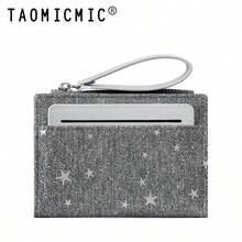 Women's Short Bi-Fold PU Leather Card Holder With Zipper Wrist Strap, Cute Glitter Print, Portable, Suitable For Daily Commute, Birthday Gift - Multicolor - View 11