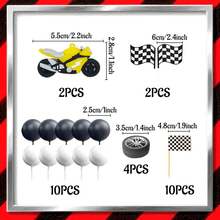 28pcs Motorcycle Theme Cake Decoration Set: Includes Off-Road Motorcycle, Flag And Tire Decorations, Suitable For Birthday Party Desserts - Multicolor - View 9