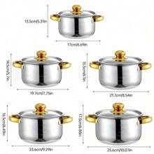 LAISONWARE 5-PC Golden Stainless Steel Pot Set - Multi-Function Saucepans For Holiday Cooking | All Cooktop Compatible & Dishwasher | Suit For Christmas & Thanksgiving Feast - View 4