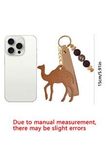 Leopard Beaded Wristlet Camel Keychain, Faux Leather Camel Animal Pendant Key Ring, Fashion Bag Charm Car Key Accessory,Ramadan Holiday Gift For Women - Multicolor - View 10
