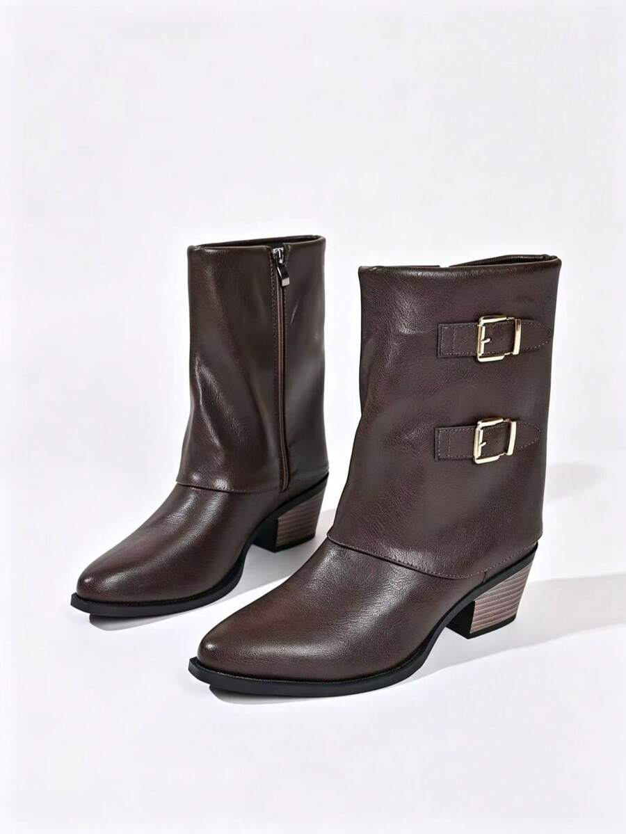 2026 New Women's Fashion Commuter Ankle Boots Riding Boots - Brown - View 1