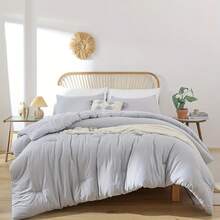 1pc Luxury Bedding Reversible Sleeping Blanket 3D Polyester Quilted Duvet Cover King/Queen Size All-Season Quilted Comforter Soft Hollow Fiber Filling With 4 Corner Handles Women/Men Gift Machine Washable - Light Grey - View 1