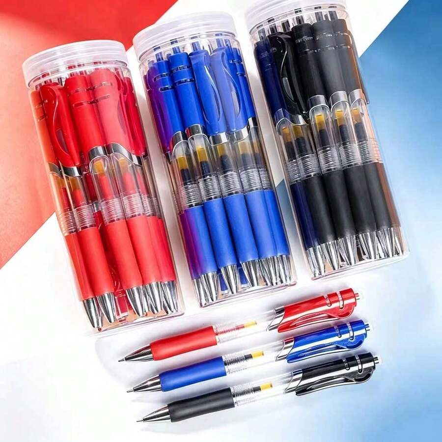 Barrel Press Pen Thick Pen Simple Business Gel Pen+Refill Set High Utilization Smooth Pen.