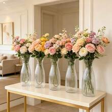 1/5/10pcs Plastic Flower Vase With Jute Rope, Small Country Style Flower Vase Set, Transparent Plastic Vase Suitable For Table Flower Arrangement, Pastoral Home Decor, Wedding, Dining Table And Party Decoration - A - View 13