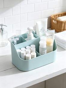 Multi-Function Desktop Storage Box With Adjustable Bamboo Dividers; Made Of High-Quality ABS Plastic, Flexible Compartment Layout Suitable For Storing Office Supplies, Tea Bags, Cosmetics, Remote Controls And More; Ideal For School Stationery, Home Office, Kitchen, Bathroom, Vanity And Skincare Tools Storage - Multi-color - View 8