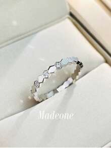 MADEONE 1件女款閃亮鋯石戒指，訂婚婚禮派對日常佩戴週年紀念珠寶禮物 - 銀色 - 查看 2